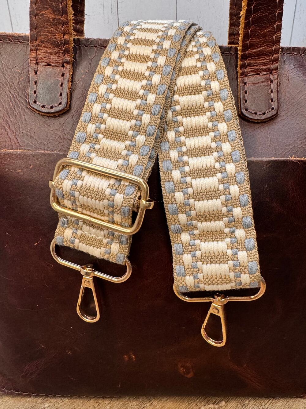 White Blue Brown Purse Strap Wide Crossbody Bag Strap Boho Purse Strap